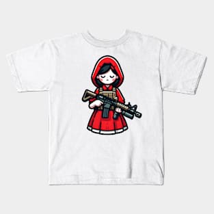 Tactical Little Red Riding Hood Adventure Tee: Where Fairytales Meet Bold Style Kids T-Shirt